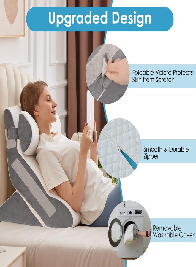 MEGCXIT 3PCS Bed Wedge Pillow for Headboard, Adjustable Wedge Pillow for Sleep Apnea, 23” Wide Triangle Pillow Wedge Set for After Surgery, Acid Reflux Relief, Snoring, Neck&Back Support, White/Grey - Image 5