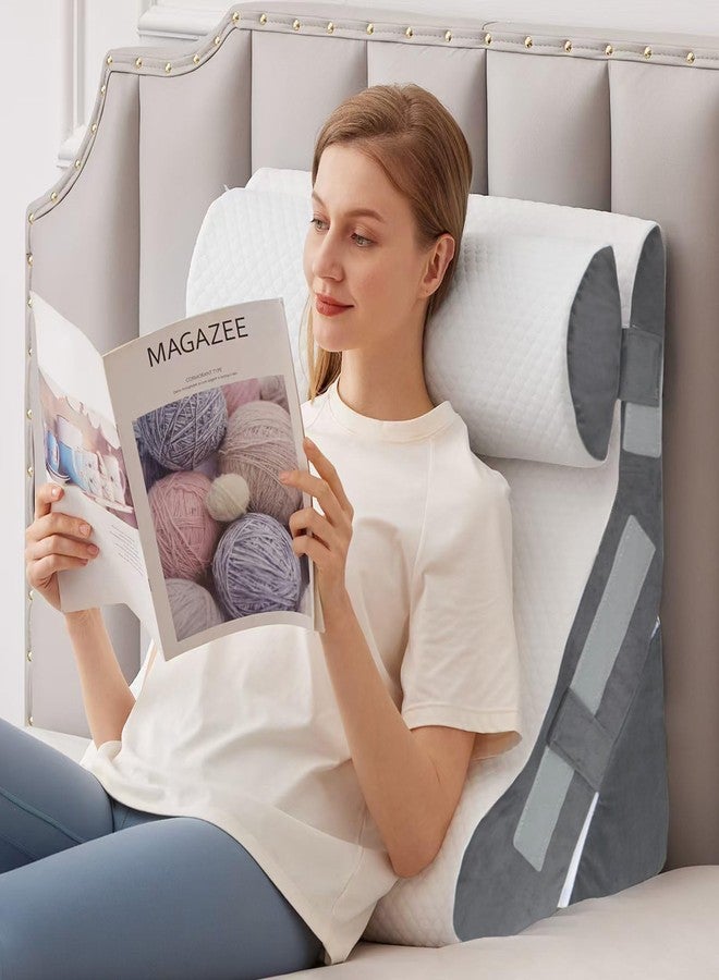 MEGCXIT 3PCS Bed Wedge Pillow for Headboard, Adjustable Wedge Pillow for Sleep Apnea, 23” Wide Triangle Pillow Wedge Set for After Surgery, Acid Reflux Relief, Snoring, Neck&Back Support, White/Grey - Image 1