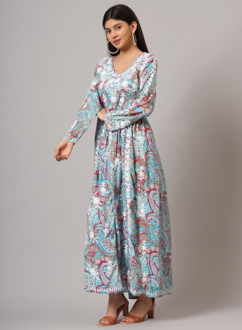 الايا جلابية مطبوعة قطن مولمول مطرزة يدوياً لوكنوي شيكانكاري - Image 3