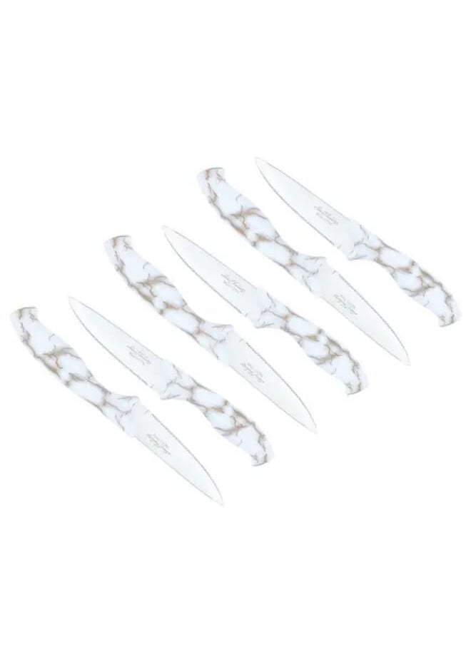 Alsaif Gallery 6 Pieces White Gold Marble Plastic Hand Knife Set  - Image 1
