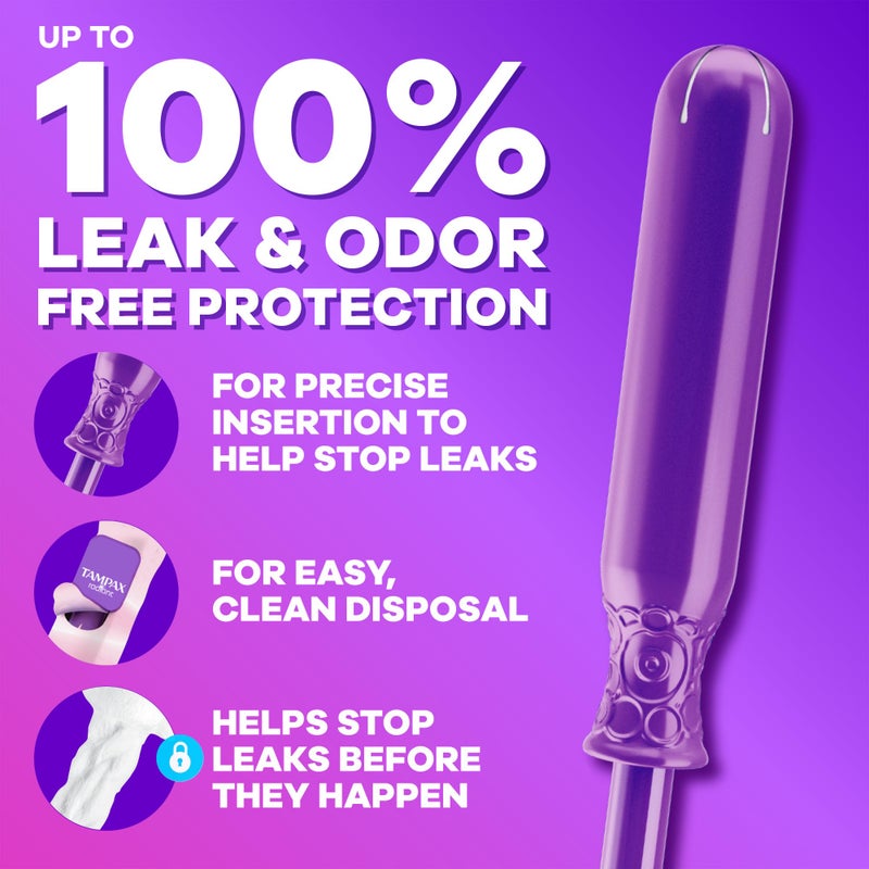 Tampax Radiant Tampons for Women, with LeakGuard Braid, Super Absorbency, Unscented, 42 Count - Image 2