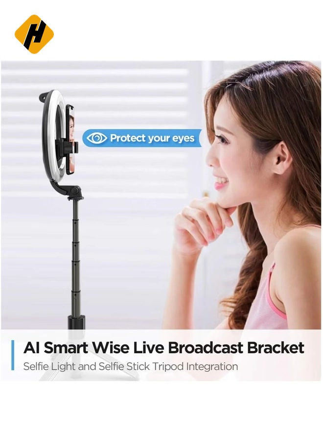 HuHa Selfie Ring Light Tripod Bluetooth Selfie Stick,Cell Phone Holder LED Selfie Light Stand for Live Stream Photography - Image 5