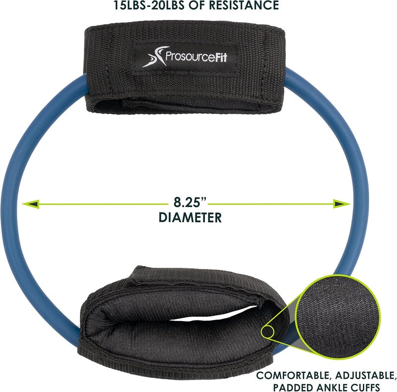 ProsourceFit Heavy Duty Leg Resistance Exercise Band with Padded Ankle Cuffs - 15-20 lbs for Lower Body Workouts - Image 2