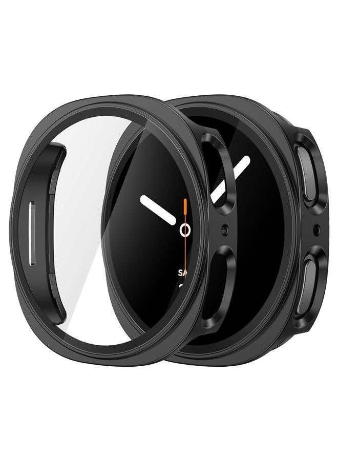 Misxi 2-Pack Hard PC Case with Tempered Glass Screen Protector for Samsung Galaxy Watch 8 44mm, Overall Protection Anti-Slip Scratch-Resistant Cover for Galaxy Watch8, Black - Image 1