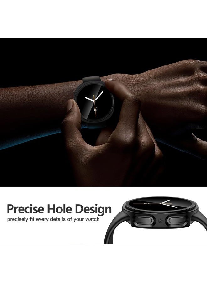Misxi 2-Pack Hard PC Case with Tempered Glass Screen Protector for Samsung Galaxy Watch 8 44mm, Overall Protection Anti-Slip Scratch-Resistant Cover for Galaxy Watch8, Black - Image 3
