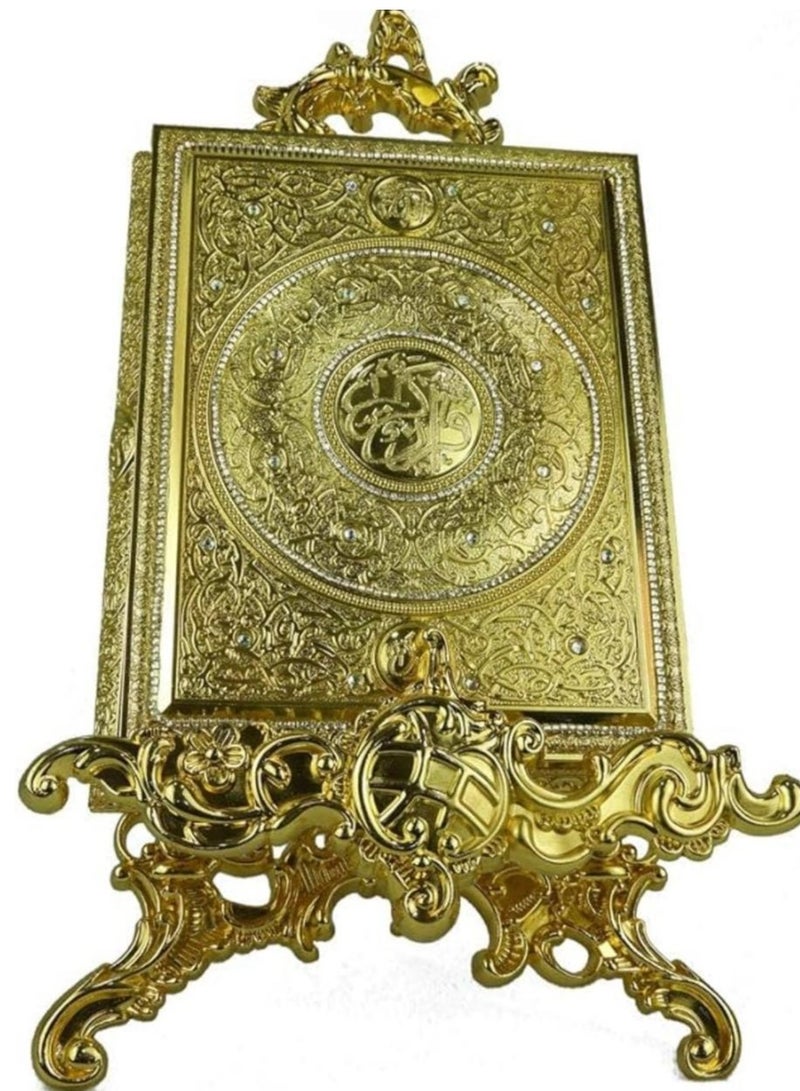 Gold metal quran box with stand  - Image 1