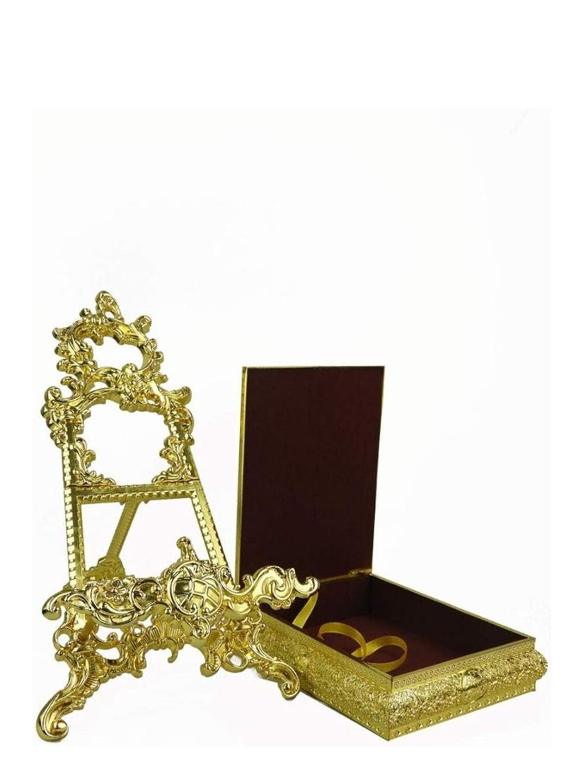 Gold metal quran box with stand  - Image 3