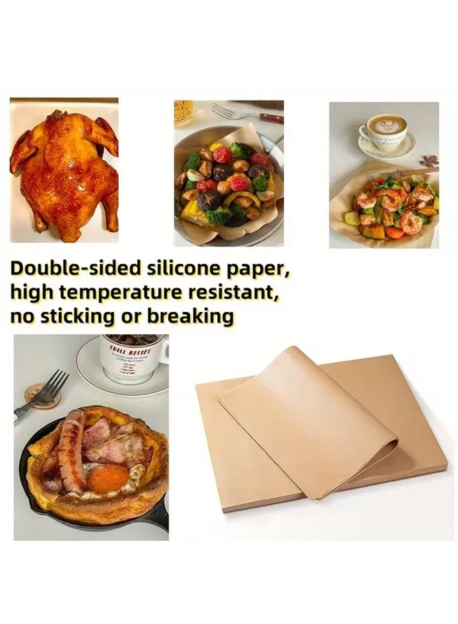 50 Sheets Unbleached Parchment Paper Non Stick Pre Cut 12x16 Inches 30x40cm Coffee For Baking Cooking Grilling Air Fryer Steaming Heavy Duty Food Safe Ideal Home Professional Kitchens Restaurants Bakeries Compatible Oven Stovetop Induction Natural Brown Tone Kitchen Essentials - Image 4