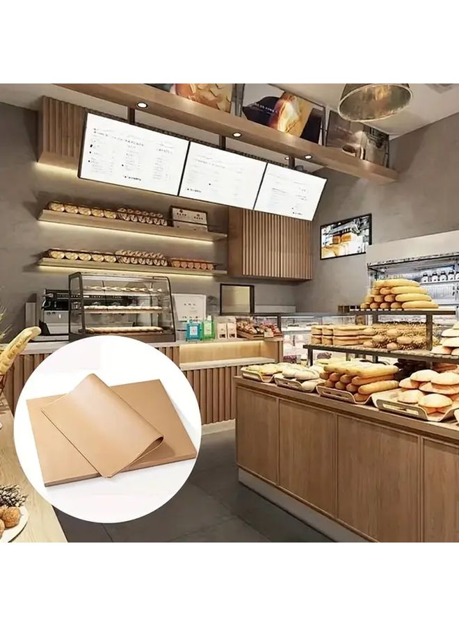 50 Sheets Unbleached Parchment Paper Non Stick Pre Cut 12x16 Inches 30x40cm Coffee For Baking Cooking Grilling Air Fryer Steaming Heavy Duty Food Safe Ideal Home Professional Kitchens Restaurants Bakeries Compatible Oven Stovetop Induction Natural Brown Tone Kitchen Essentials - Image 3