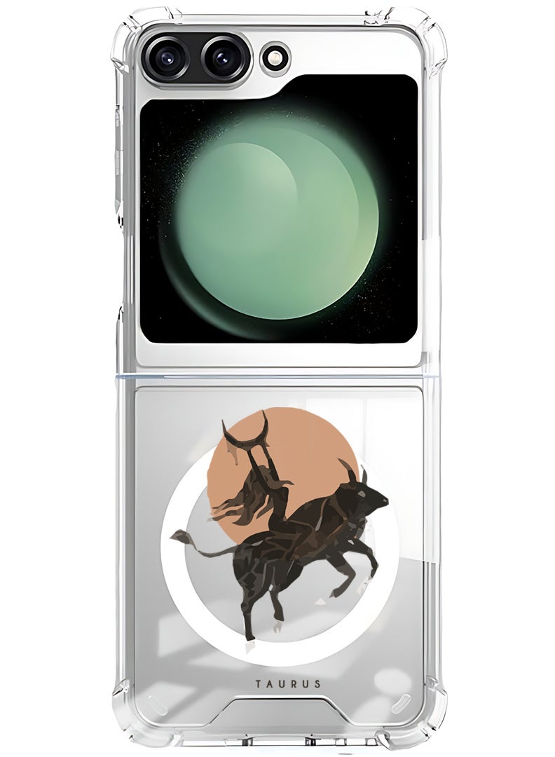 Theodor Magnetic Case for Samsung Galaxy Z Flip 5 Compatible with MagSafe Wireless Charging, Shockproof Phone Bumper Cover Taurus - Image 1