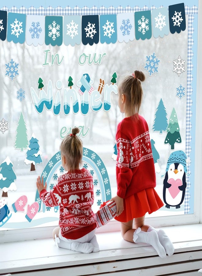 ojustbeok Winter Bulletin Board for Classroom Decorations Christmas Bulletin Board Rainbow Xmas Tree Snowflake Snowman Paper Cutouts for Winter Holiday School Chalkboard Wall Door Decor Christmas Party Supplies - Image 5
