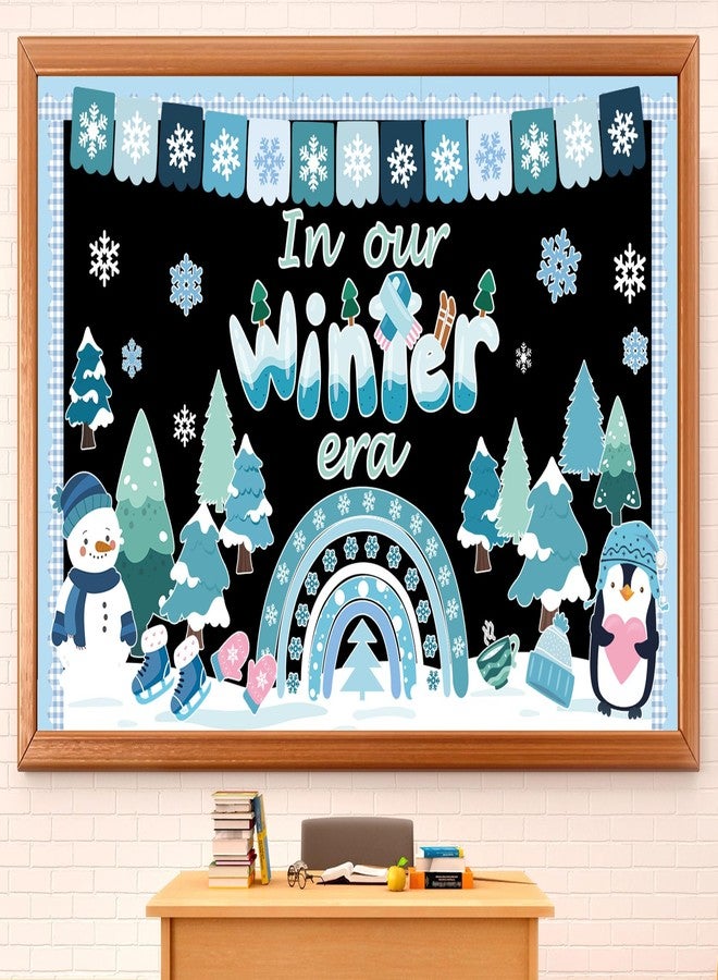 ojustbeok Winter Bulletin Board for Classroom Decorations Christmas Bulletin Board Rainbow Xmas Tree Snowflake Snowman Paper Cutouts for Winter Holiday School Chalkboard Wall Door Decor Christmas Party Supplies - Image 1