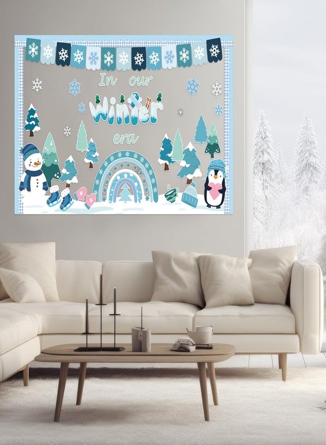 ojustbeok Winter Bulletin Board for Classroom Decorations Christmas Bulletin Board Rainbow Xmas Tree Snowflake Snowman Paper Cutouts for Winter Holiday School Chalkboard Wall Door Decor Christmas Party Supplies - Image 4