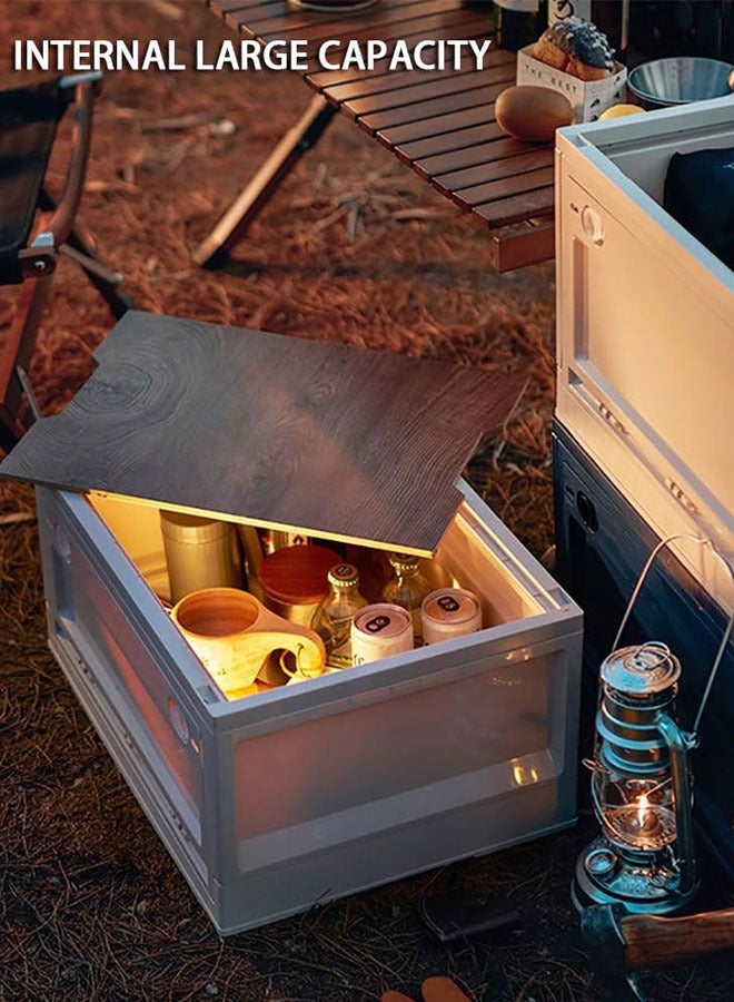 GoldenLike Foldable Storage Box,50L Camping Storage Box Picnic Table,Folding Lidded Storage Organizer Bin for Household Outdoor Camping,Beach,Picnic,Barbeque,Fishing and Travel (Car Trunk Storage Box) - Image 3