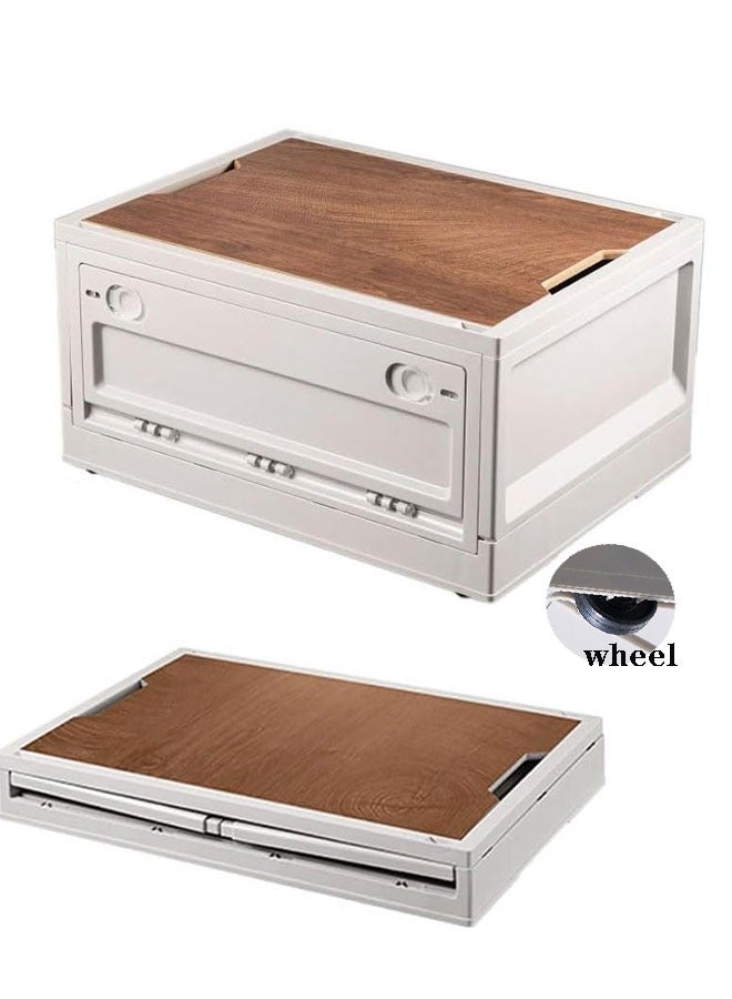 GoldenLike Foldable Storage Box,50L Camping Storage Box Picnic Table,Folding Lidded Storage Organizer Bin for Household Outdoor Camping,Beach,Picnic,Barbeque,Fishing and Travel (Car Trunk Storage Box) - Image 2