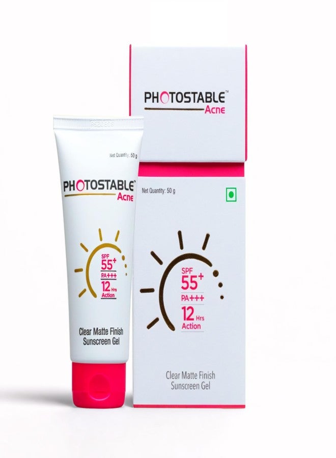 Photostable Sun Pharma Photostable Acne Sunscreen Gel SPF 55+ | PA+++ | 12-Hour UV Protection | Matte Finish | Non-Comedogenic, Oil-Control, Sweat & Water-Resistant | No White Cast | 50g - Image 1
