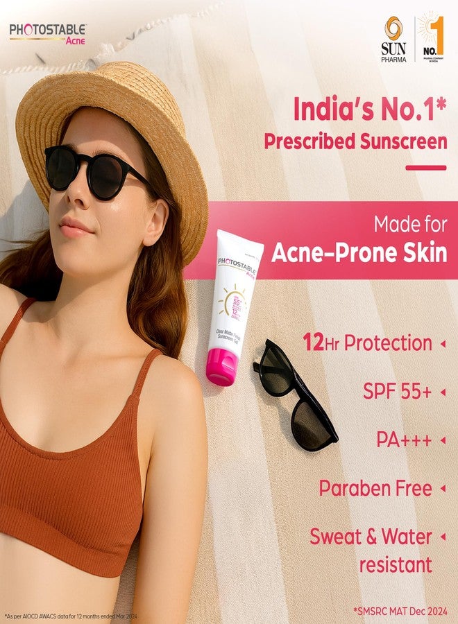 Photostable Sun Pharma Photostable Acne Sunscreen Gel SPF 55+ | PA+++ | 12-Hour UV Protection | Matte Finish | Non-Comedogenic, Oil-Control, Sweat & Water-Resistant | No White Cast | 50g - Image 2
