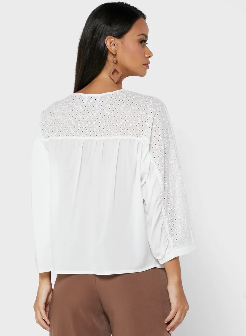 ELLA Button Down Broderie Anaglaise Top