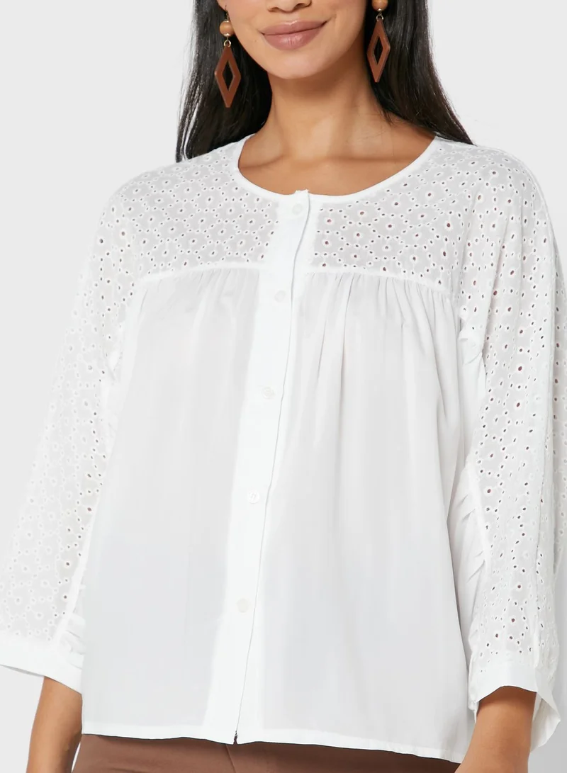 ELLA Button Down Broderie Anaglaise Top