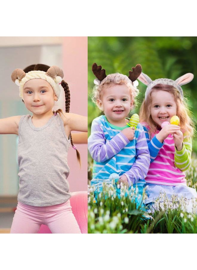 Chuangdi 4 Pcs Animals Ears Headbands Cute Spa Fuzzy Headband Elastic Face Washing Turban Hair Bands Shower Head Wraps Facial Headband for Women Cosplay Party (Vivid Style)  - Image 4
