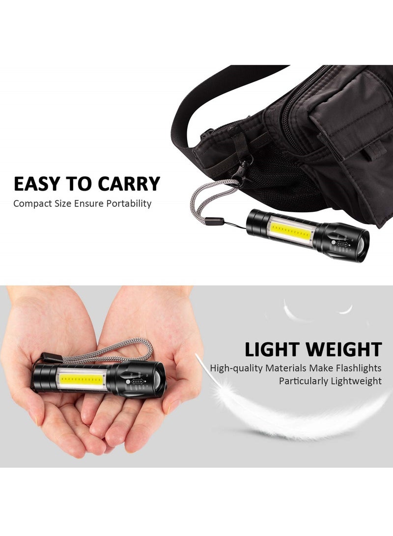 4 Pack USB Rechargeable LED Flashlights with 3 Modes and COB Side Lights, Perfect for Camping, Hiking, Emergencies and Everyday Use - Image 4