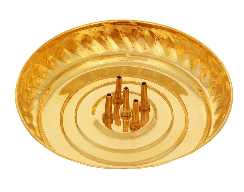 Sba Prime Brass Agarbatti Stand with Ash Catcher Holder Golden 5 Stick - Image 1
