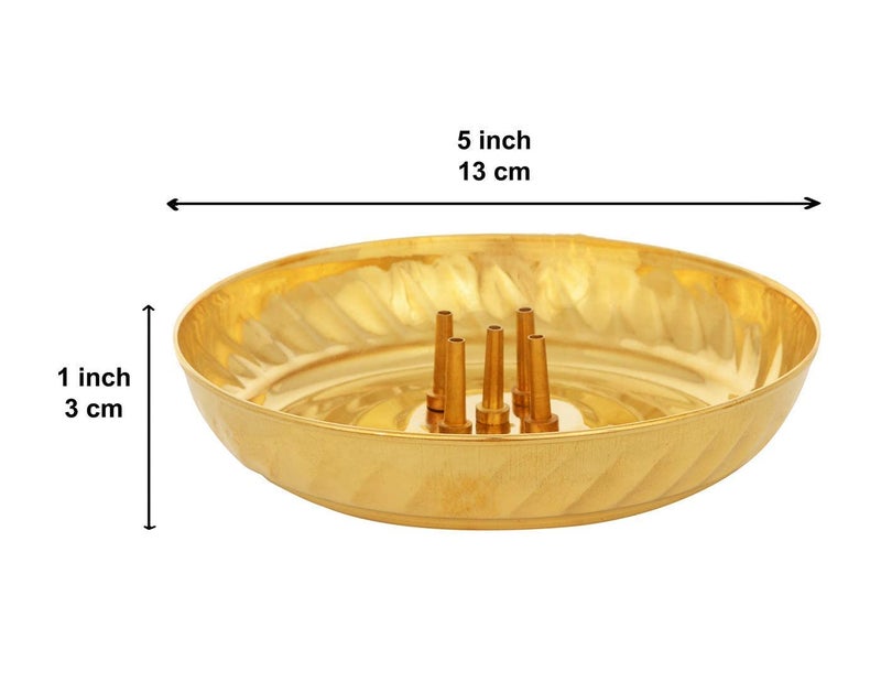 Sba Prime Brass Agarbatti Stand with Ash Catcher Holder Golden 5 Stick - Image 4