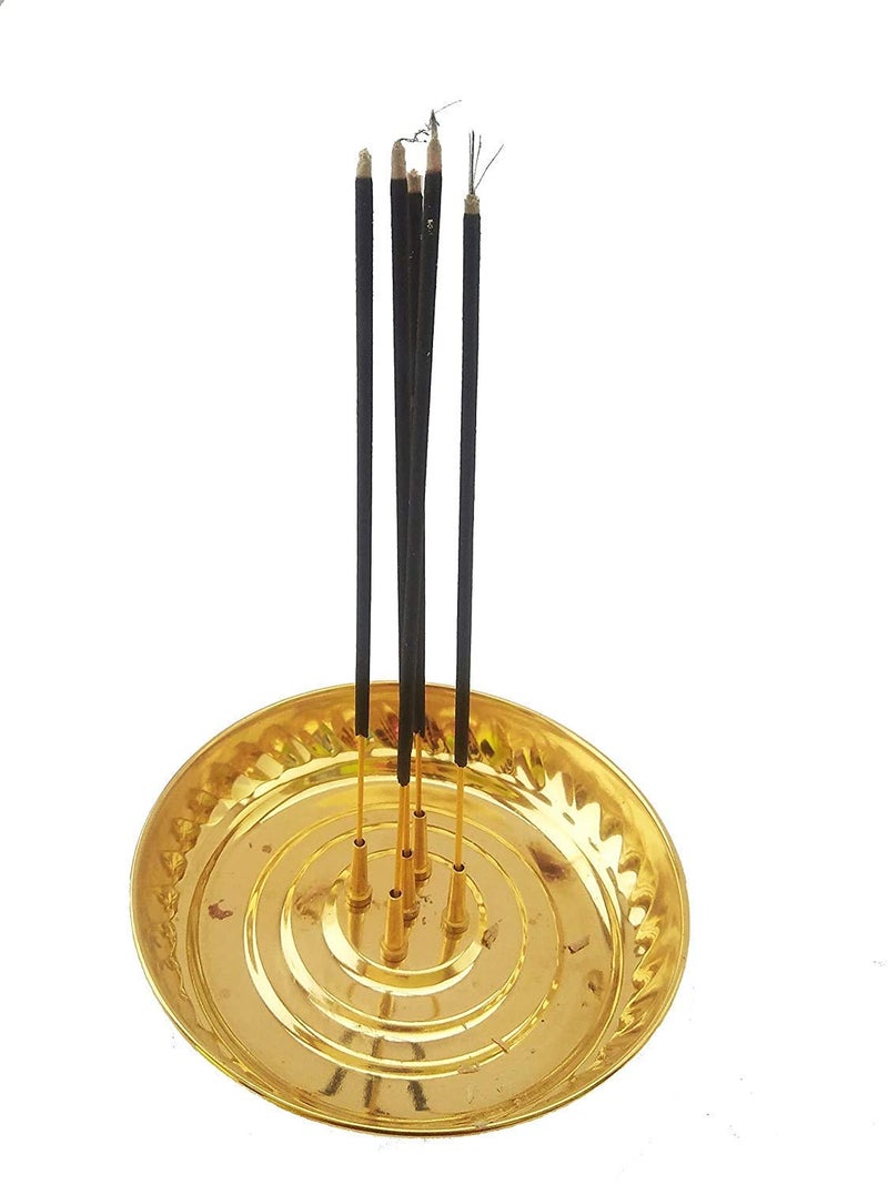 Sba Prime Brass Agarbatti Stand with Ash Catcher Holder Golden 5 Stick - Image 3