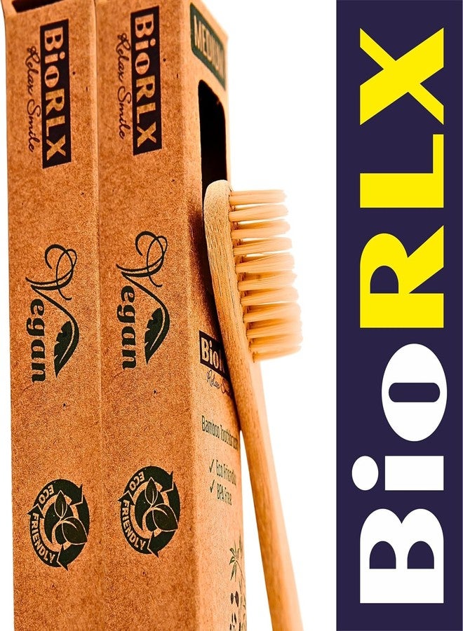BioRLX فرشاة أسنان من الخيزران من BioRLX - فرش أسنان خشبية قابلة للتحلل الحيوي، طبيعية وخالية من مادة BPA - فرشاة أسنان خشبية، صديقة للبيئة - قابلة للتحلل الحيوي ومتينة (ثلاث قطع، متوسطة) - Image 3