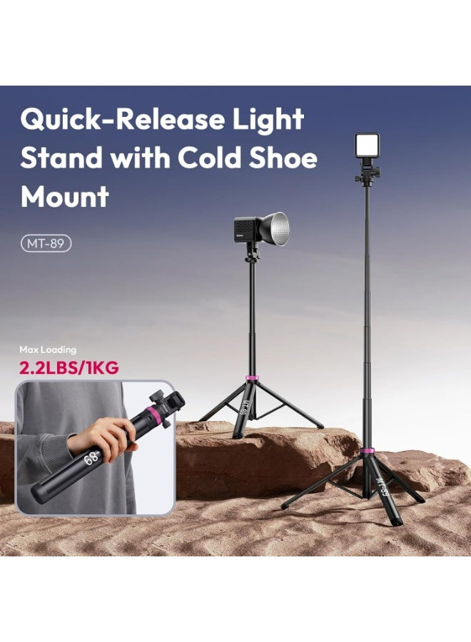 ULANZI MT-89 Extendable Tripod Aluminum, 82" Portable Adjustable Light Stand with 1/4" Screw Quick Release, Camera Phone Tripod for Camera Video Light Smartphone, Lightweight for Travel,Up Load 2.2LBS - Image 2