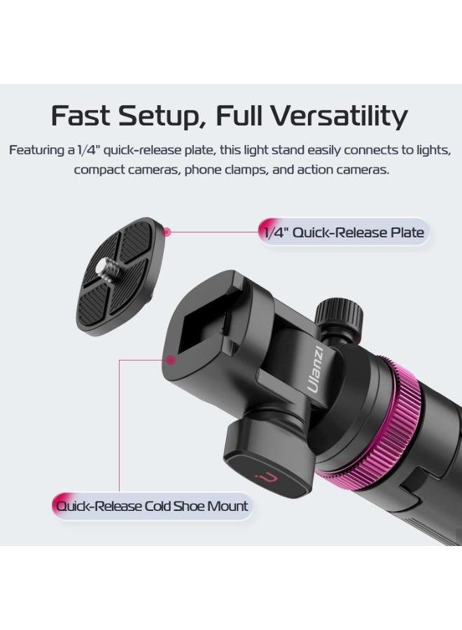 ULANZI MT-89 Extendable Tripod Aluminum, 82" Portable Adjustable Light Stand with 1/4" Screw Quick Release, Camera Phone Tripod for Camera Video Light Smartphone, Lightweight for Travel,Up Load 2.2LBS - Image 3