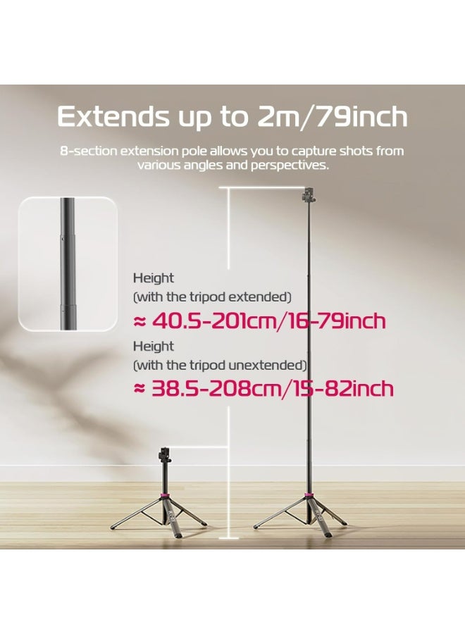 ULANZI MT-89 Extendable Tripod Aluminum, 82" Portable Adjustable Light Stand with 1/4" Screw Quick Release, Camera Phone Tripod for Camera Video Light Smartphone, Lightweight for Travel,Up Load 2.2LBS - Image 4