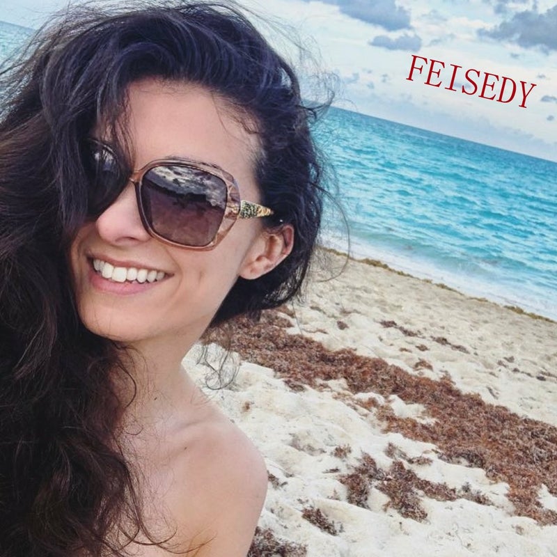 FEISEDY Oversized Sunglasses for Women Square Polarized Sparkling Frame B2289 - Image 2