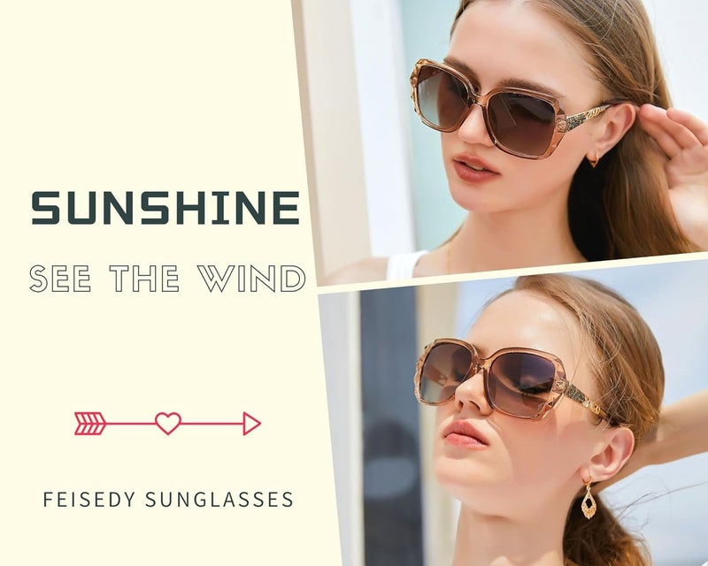 FEISEDY Oversized Sunglasses for Women Square Polarized Sparkling Frame B2289 - Image 4