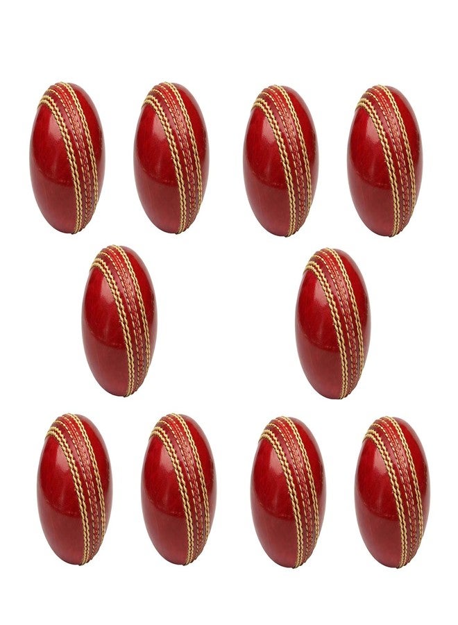 GLAN Hand-Stitched Leather Cricket Ball Professional Practice Ball for Kids and Adults for Playing (Leather Balls Set of 10Pcs) - Image 1