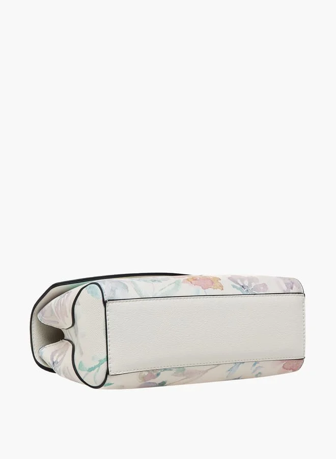 سيليست Women All-Over Floral Print Satchel Bag with Detachable Strap and Flap Closure