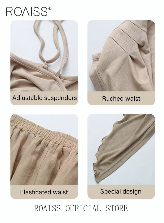 roaiss 3-Piece Women Skirt Suit Summer Skirt Japanese-Style Pleated Three-Piece Suit Women's Short-Sleeved Wrap V-Neck Blouse Flared Skirt Light Cardigan Suit  - Image 3