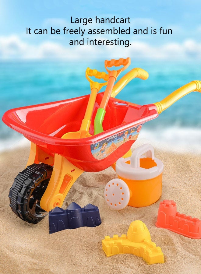 ألعاب الشاطئ، 8 قطألعاب شاطئية، عربة شاطئ كبيرة جدًا، 7 قطع من ألعاب الشاطئ الرملية للأطفال الصغار، بناء قلعة مع عربة شاطئ، زجاجة ماء ومجارف للأطفال، مجموعة بناء قلعة رملية، ألعاب صندوق رمل للأطفال من عمر 3 سنوات فما فوقع من ألعاب بناء قلعة رملية للأطفال الصغار، مع عربة شاطئية وزجاجة مياه ومجارف للأطفال، مجموعة بناء قلعة رملية، ألعاب صندوق رمل للأطفال الأولاد والبنات من سن 3 سنوات فما فوق - Image 4