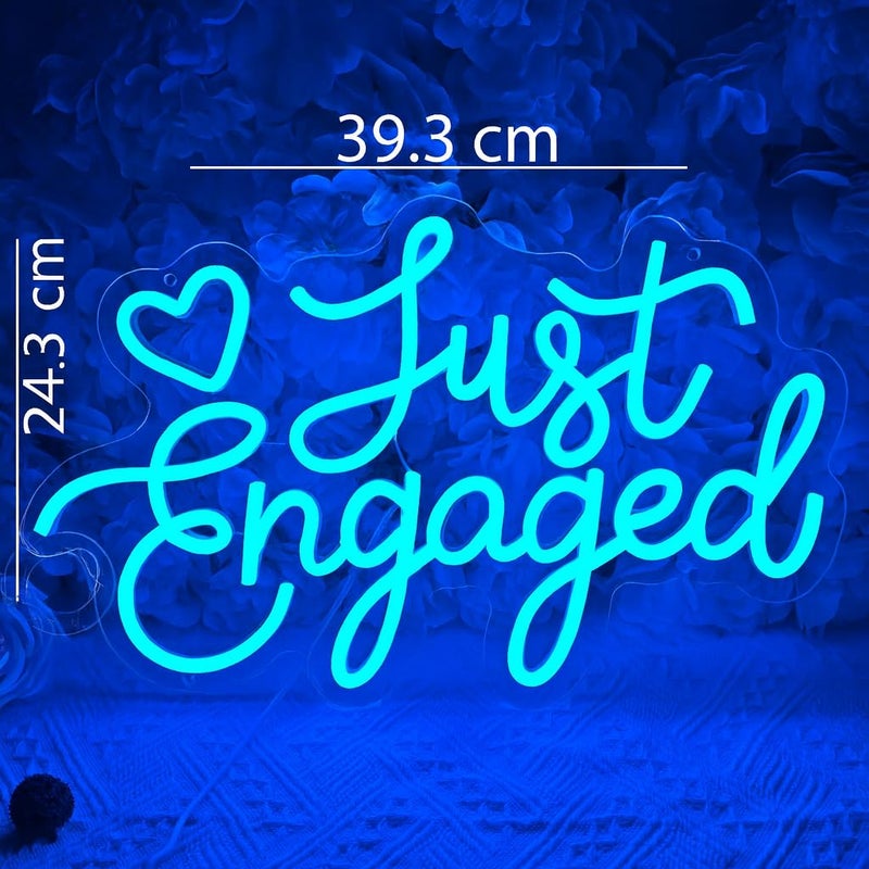 Horoof Home Just Engaged Neon Sign - 39.3x24.3 cm Blue LED Acrylic Wall Light for Weddings and Engagements - Image 2
