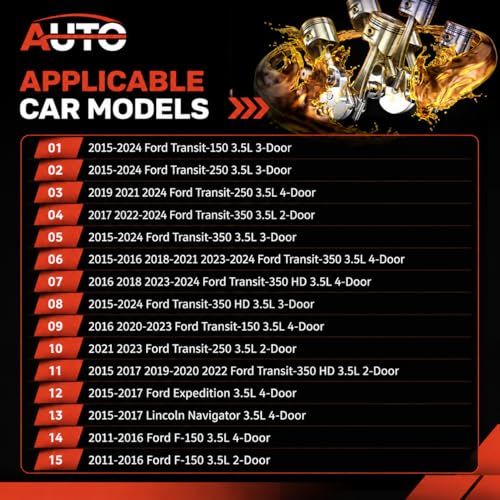 AUTO OCCASION Fuel Injector Set of 6 Compatible with Ford Transit 150 250 350 Expedition Lincoln Navigator 35L Replace BL3Z9F593A - Image 3