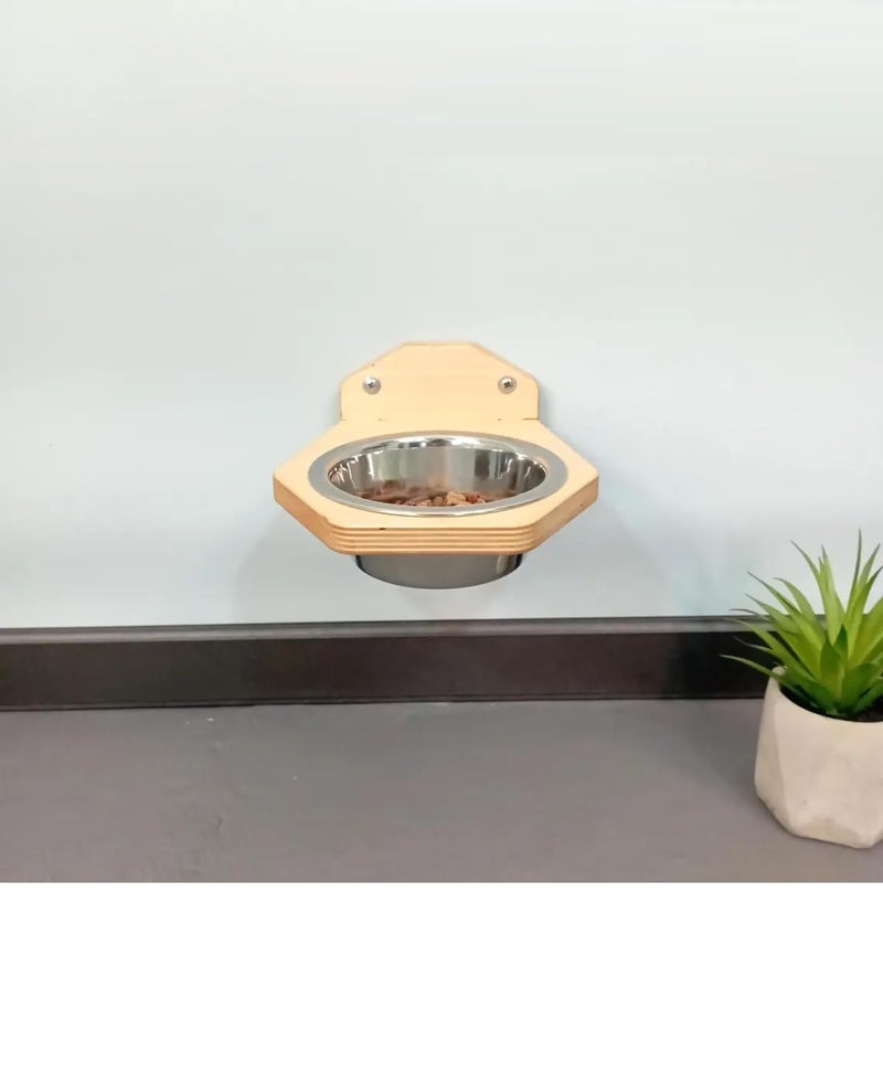 XCSOURCE Wall Mounted Wooden Pet Feeder with Stainless Steel Bowl Elevated Cat & Dog Feeding Station Space Saving Food & Water Bowl - Image 5