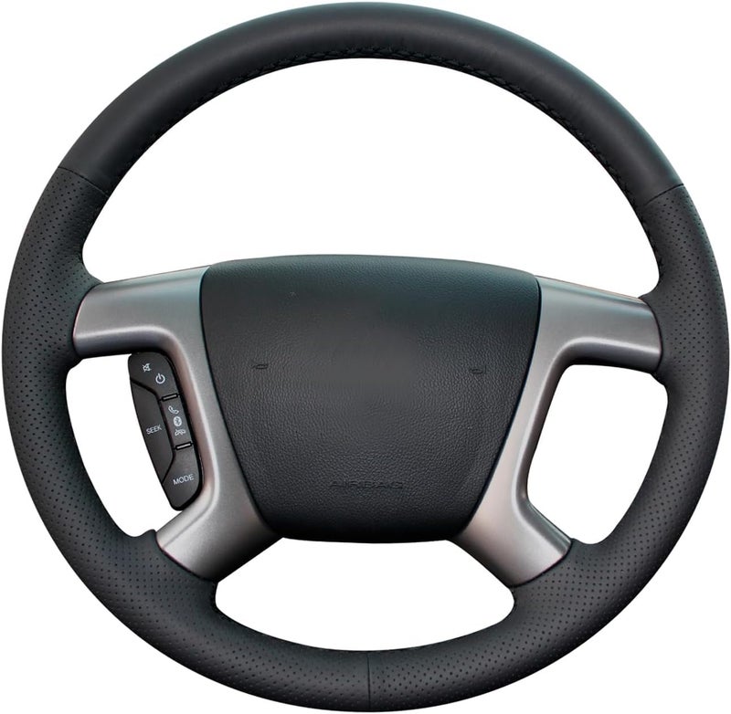 JI Loncky Genuine Leather Steering Wheel Cover for Chevrolet 2008-2013 Silverado 1500 /Silverado 2500 3500/2007-2014 Tahoe/2007-2014 Suburban 1500/2007-2013 Avalanche 1500/2009-2015 Traverse/Express - Image 1