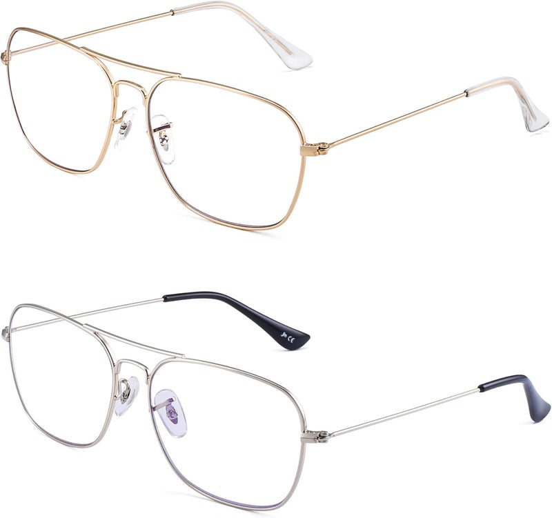 JM Aviator Blue Light Blocking Computer Glasses, Square Eye Protect Video Eyeglasses Anti Glare Men Women - Image 1