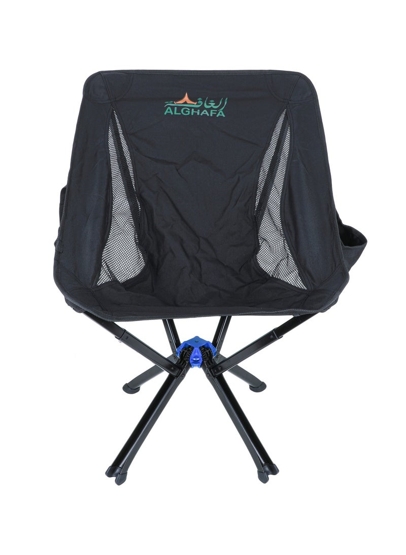 الغافة كرسي محمول سريع التركيب، كرسي مريح للاستخدام الخارجي، كرسي تخييم صغير الحجم قابل للطي، مصنوع من الألومنيوم خفيف الوزن والمتين للتخييم والنزهات والشواء والشاطئ وجانب الملعب (أسود) - Image 1