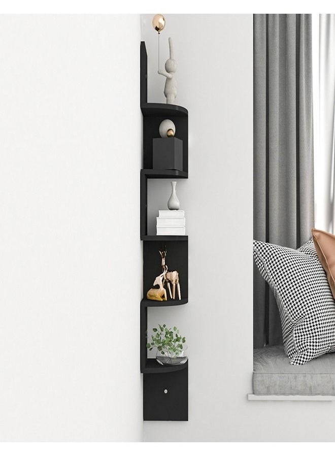 fashionhome Wall Mounted Floating Shelf Wood Decorative Rack Black 20 x 20 x 125 cm  - Image 3