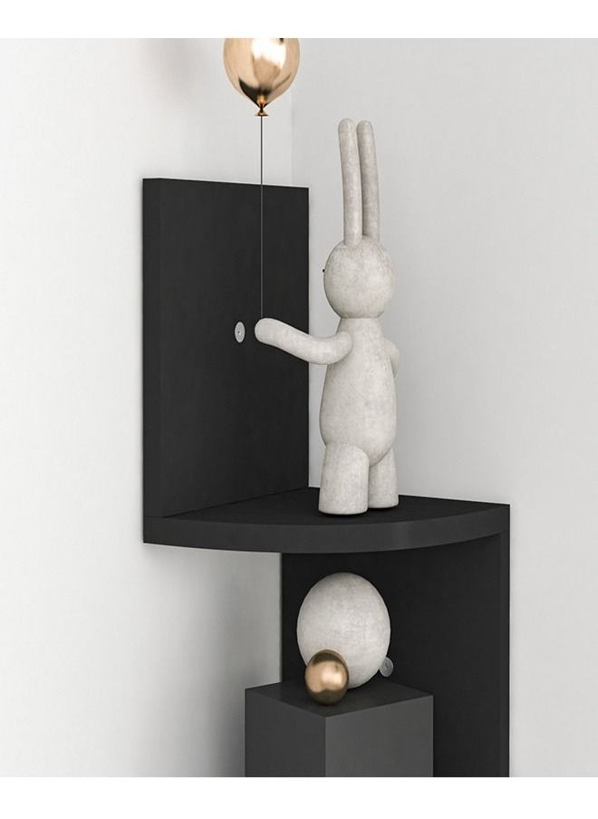 fashionhome Wall Mounted Floating Shelf Wood Decorative Rack Black 20 x 20 x 125 cm  - Image 4
