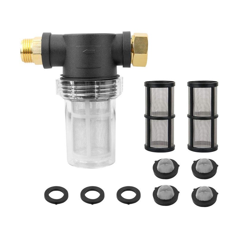 Sooprinse Garden Hose Inlet Filter for High Pressure Washer, Sediment Filter Attachment, 40 Mesh Screen, Extra 2 Pcs 100 Mesh, 3PCS O-Ring and 4PCS Filter Hose Washer - Image 1