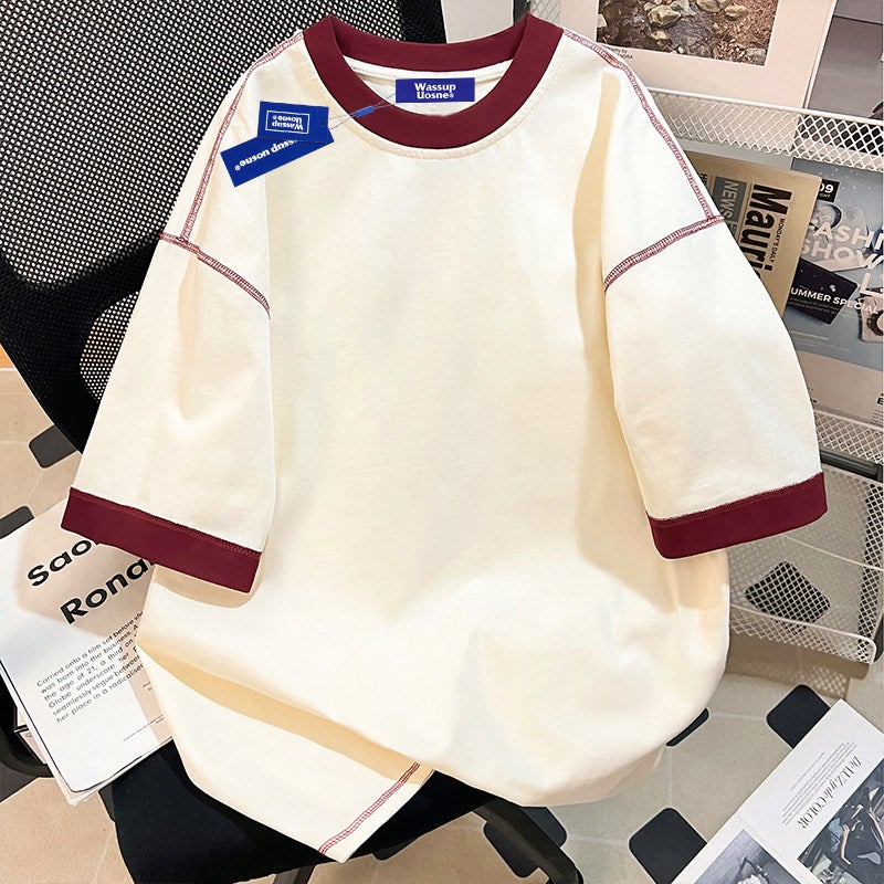 WASSUP American retro heavy cotton short-sleeved T-shirt men's summer 2026 new popular loose couple top - Image 2