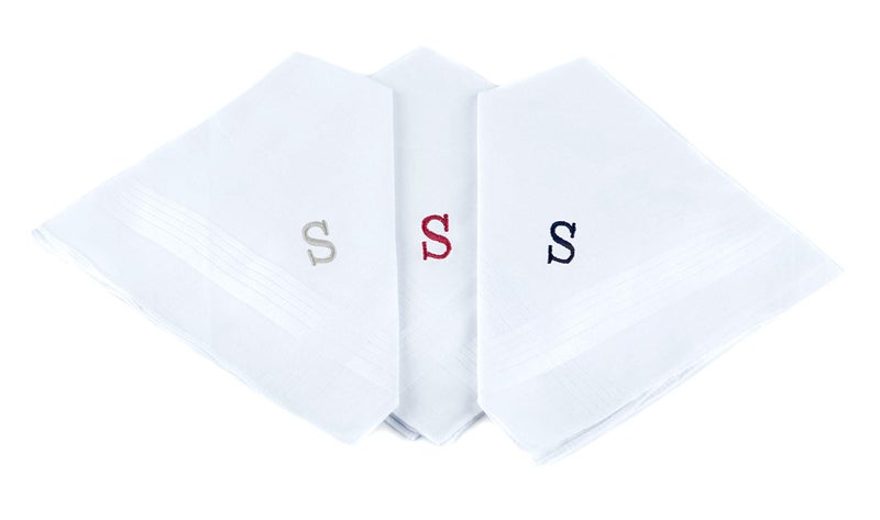 boxed-gifts Monogrammed Handkerchiefs for Men - Soft Hankies for Men + Great Monogrammed Gifts - Intial S - Image 1