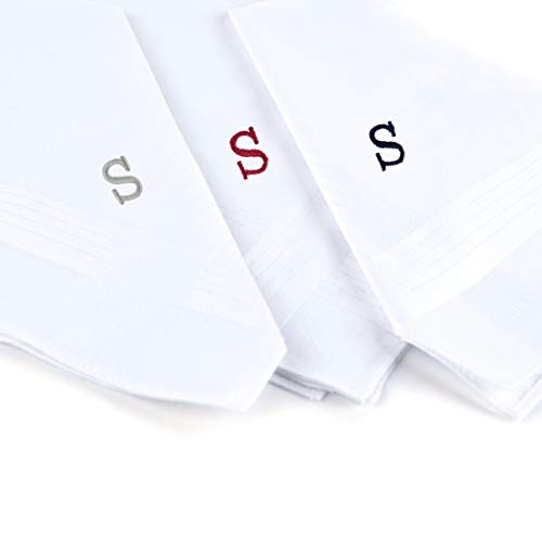 boxed-gifts Monogrammed Handkerchiefs for Men - Soft Hankies for Men + Great Monogrammed Gifts - Intial S - Image 2